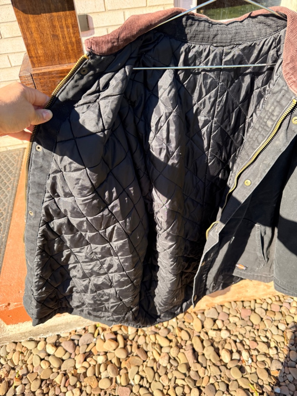Dickies Black Canvas Work Jacket with Brown Corduroy Collar - Picture 6 of 15